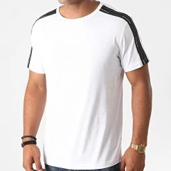 Meilleure vente 😍 Tee 👕 Shirt A Bandes Basic MMKS01850 Blanc de Antony Morato 🧨