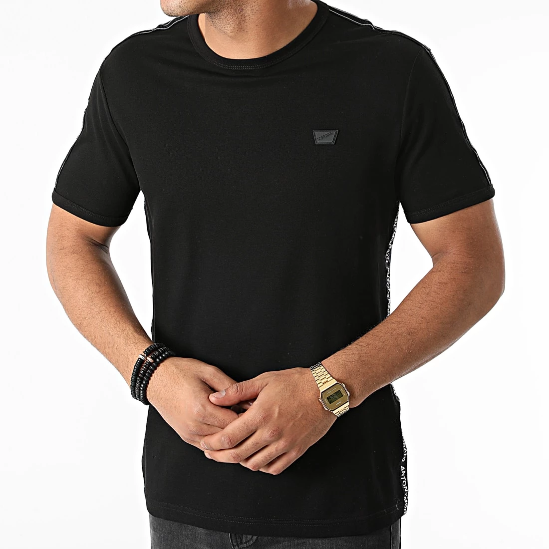 Vente flash 🎉 Tee 👕 Shirt A Bandes MMKS02051 Noir Bleu Marine de Antony Morato ✔️ 3 Vente flash 🎉 Tee 👕 Shirt A Bandes MMKS02051 Noir Bleu Marine de Antony Morato ✔️ – Image 3