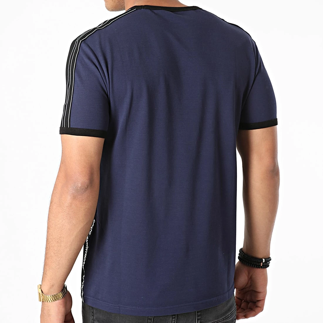 Vente flash 🎉 Tee 👕 Shirt A Bandes MMKS02051 Noir Bleu Marine de Antony Morato ✔️ 4 Vente flash 🎉 Tee 👕 Shirt A Bandes MMKS02051 Noir Bleu Marine de Antony Morato ✔️ – Image 4