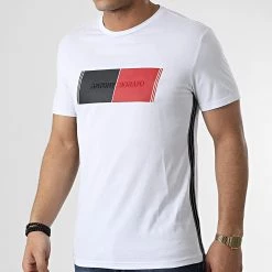 Coupon ❤️ Tee 👕 Shirt A Bandes MMKS02092 Blanc de Antony Morato 👏