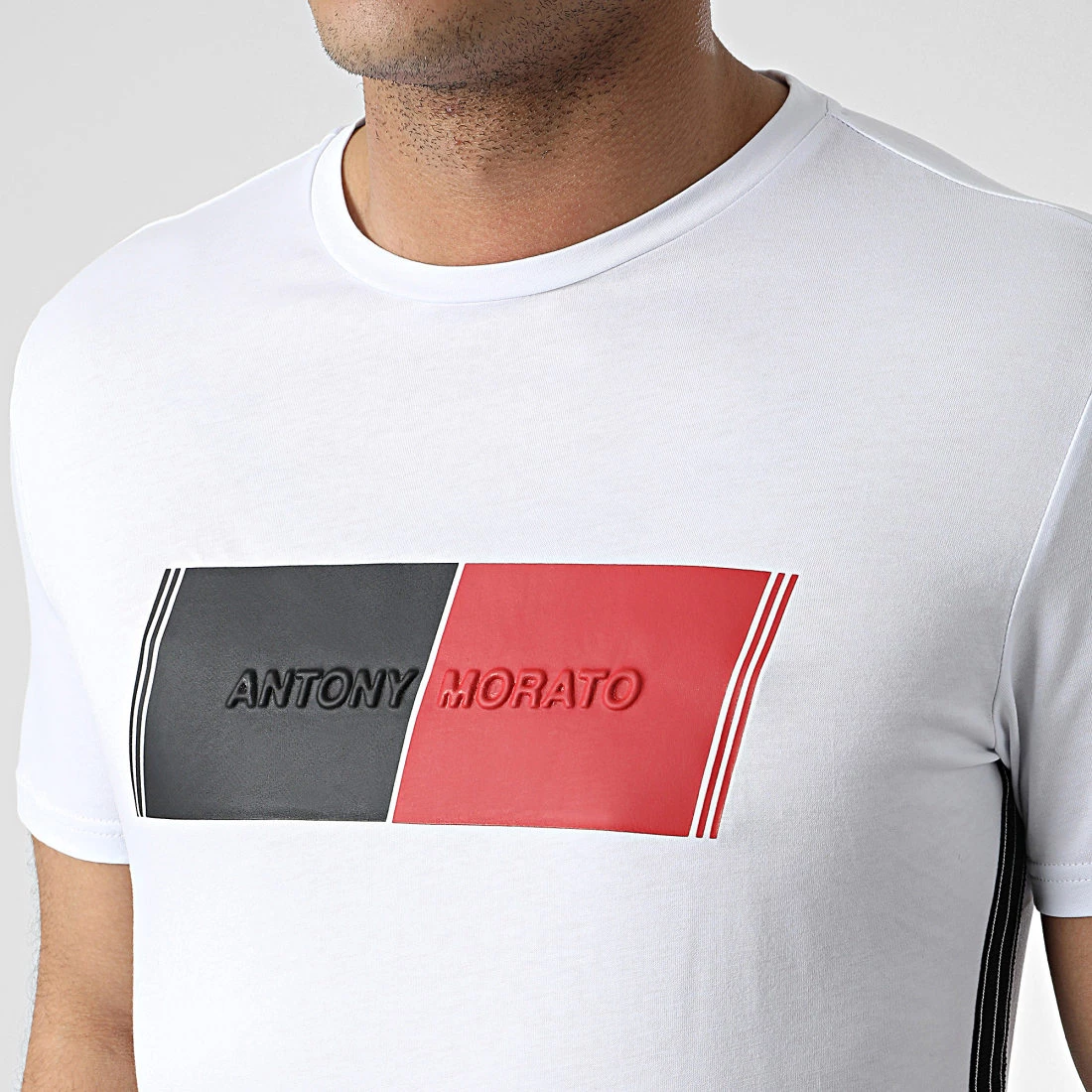 Coupon ❤️ Tee 👕 Shirt A Bandes MMKS02092 Blanc de Antony Morato 👏 2 Coupon ❤️ Tee 👕 Shirt A Bandes MMKS02092 Blanc de Antony Morato 👏 – Image 2