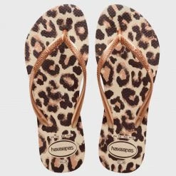 Grosses soldes 🌟 Tongs Femme Slim Animals Beige Léopard de Havaianas 😀
