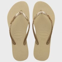 Grosses soldes ✨ Tongs Femme Slim Glitter II Beige de Havaianas ✨