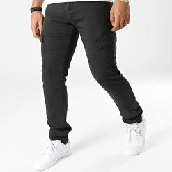 Nouveau 👍 Pantalon Cargo Army Jogg Andrew Noir de Le Temps Des Cerises ⭐