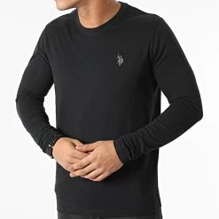 De gros 🥰 Tee 👚 Shirt Manches Longues Joel Noir de US Polo ASSN 🌟 -Antony Morato Soldes us polo assn 290425 60870 52956 199 20211104T140301 03