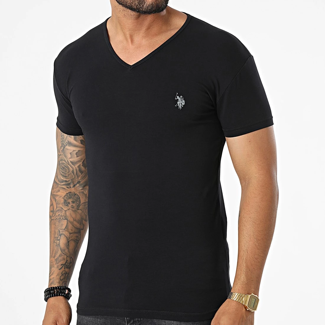 Remise ✔️ Tee 👚 Shirt Col V 64566 Noir de US Polo ASSN 😉 1 Remise ✔️ Tee 👚 Shirt Col V 64566 Noir de US Polo ASSN 😉