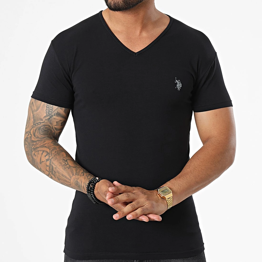 Remise ✔️ Tee 👚 Shirt Col V 64566 Noir de US Polo ASSN 😉 3 Remise ✔️ Tee 👚 Shirt Col V 64566 Noir de US Polo ASSN 😉 – Image 3