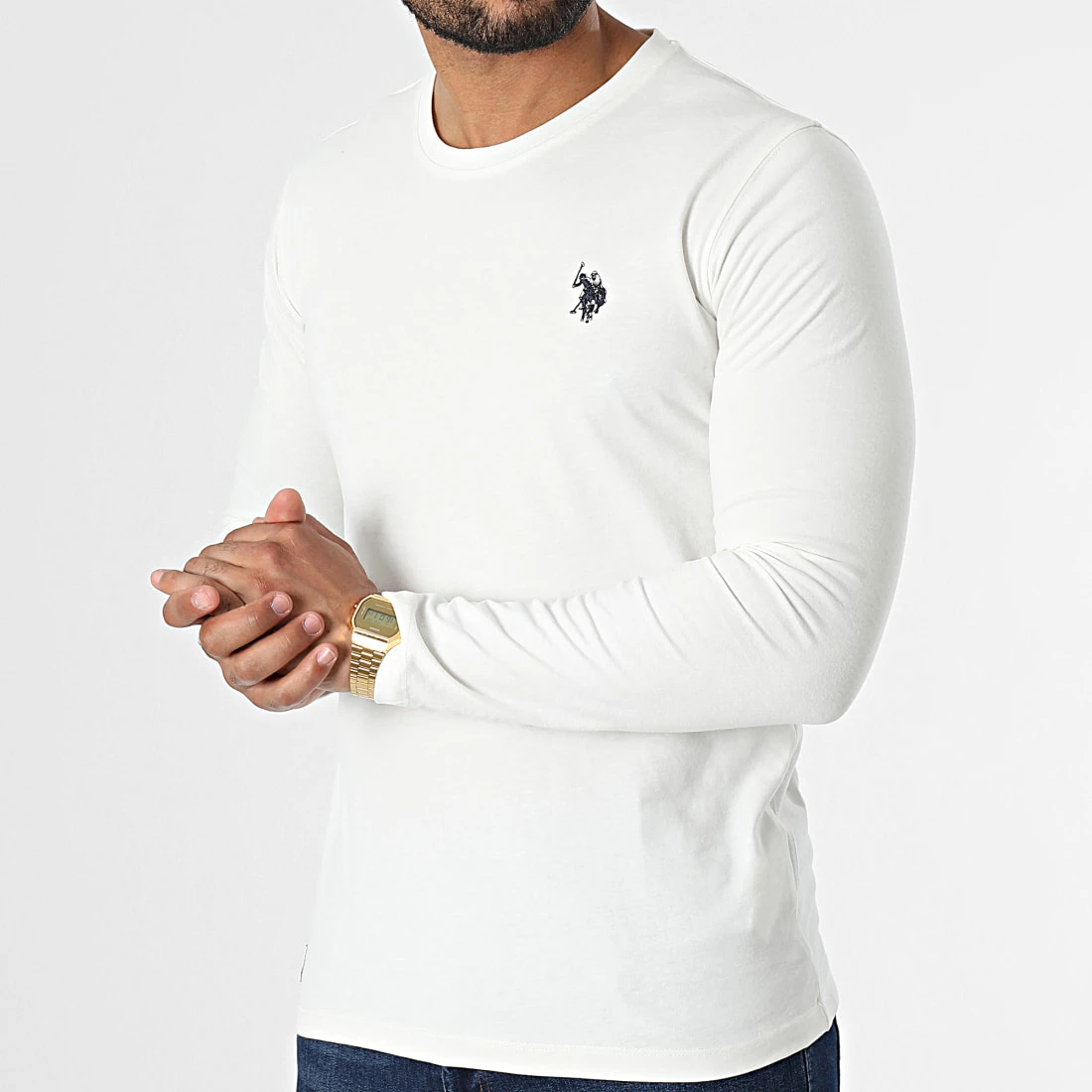 De gros 😍 Tee 👕 Shirt Manches Longues Joel Blanc de US Polo ASSN 😍 1 De gros 😍 Tee 👕 Shirt Manches Longues Joel Blanc de US Polo ASSN 😍