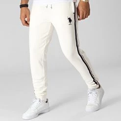 Sortie 🧨 Pantalon Jogging A Bandes 62998 Blanc de US Polo ASSN 🧨