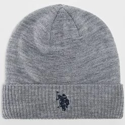Remise 😀 Bonnet Sven Gris Chiné de US Polo ASSN 🧨