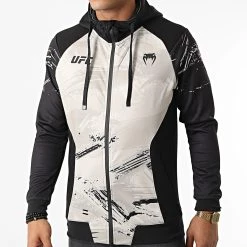 Tout neuf ✔️ Sweat Capuche Zippé Authentic UFC Fight Week Beige Noir de Venum 🥰